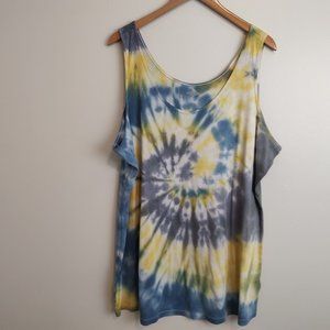 Old Navy Tie Dyed Ribbed First-Layer Tank Top Navy and Gold 4X